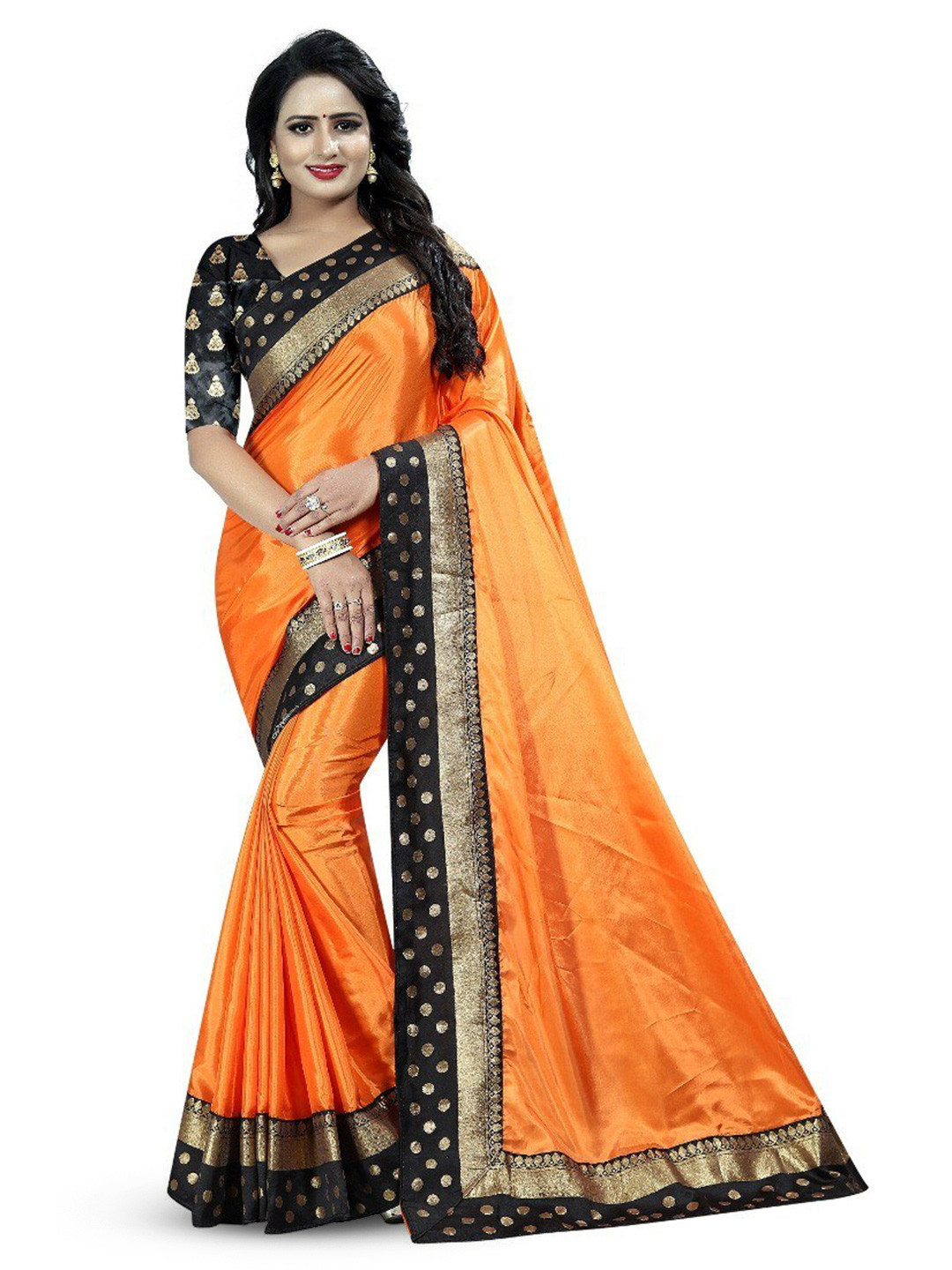 

KALINI Zari Silk Cotton Kanjeevaram Saree, Orange