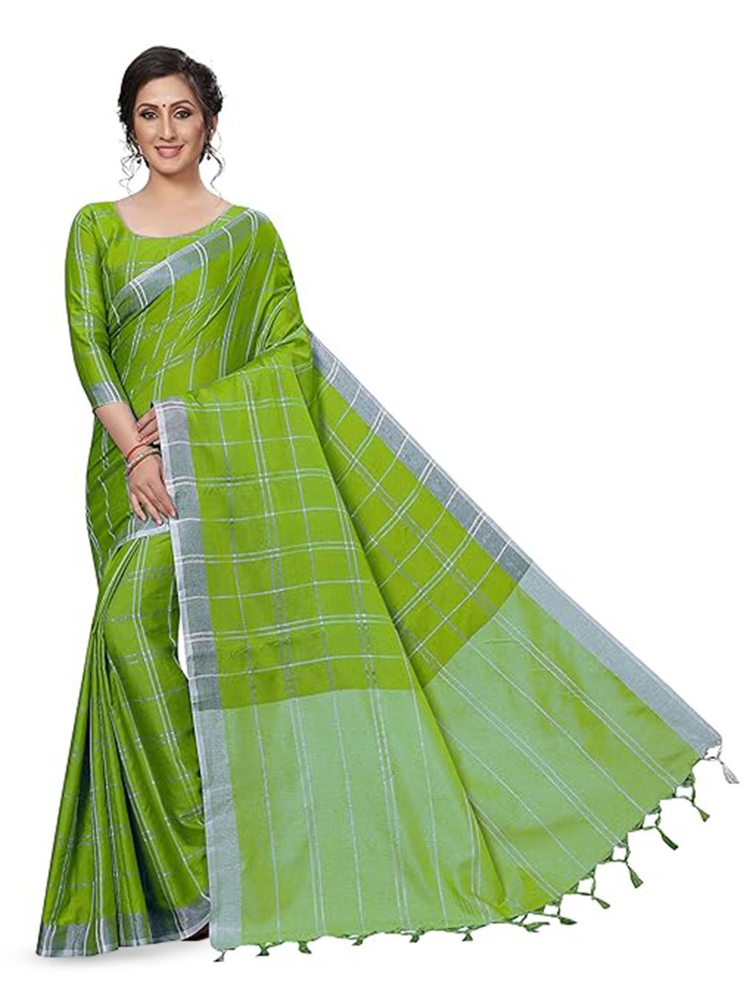 

KALINI Woven Design Zari Kanjeevaram Saree, Green