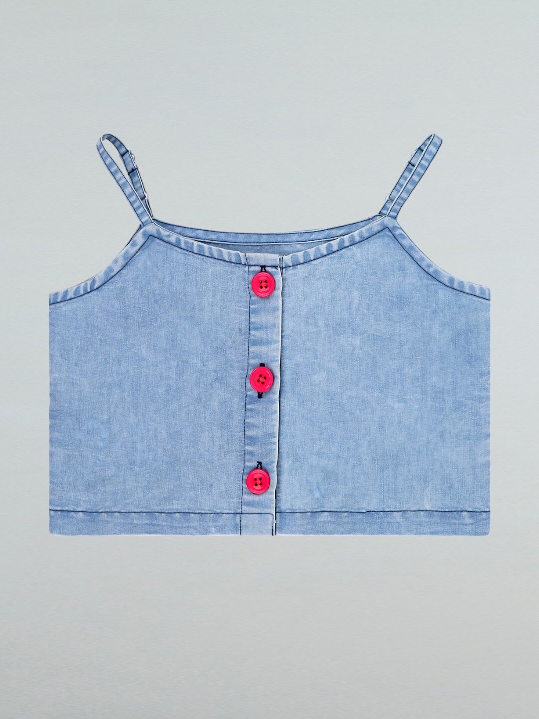 

Superminis Girls Shoulder Straps Denim Top, Blue