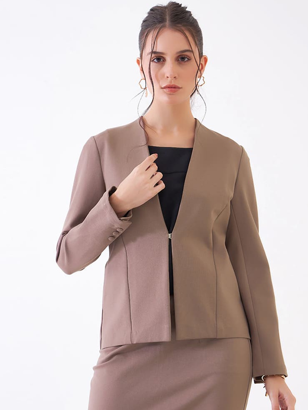 

SALT ATTIRE Tailored Fit Shawl Collar Single Breasted Blazers, Taupe