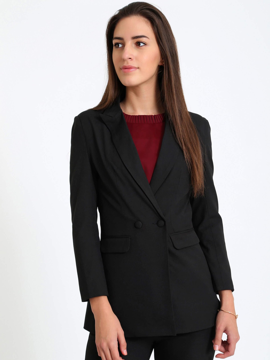 

SALT ATTIRE Tailored-Fit Double-Breasted Blazer, Black