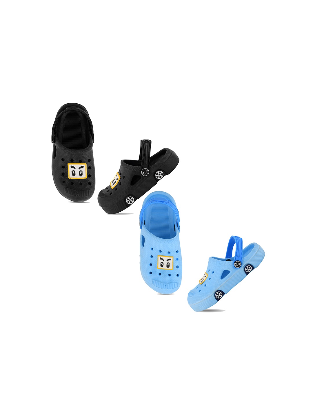 

Smartots Kids Pack Of 2 Self Design Croslite Clogs, Black