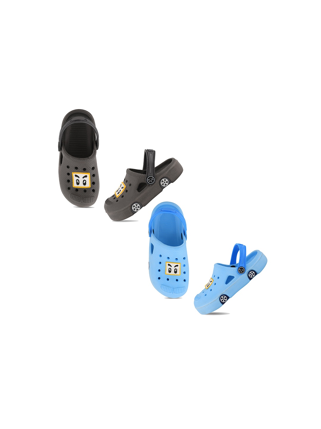 

Smartots Kids Set Of 2 Self Design Croslite Clogs, Grey