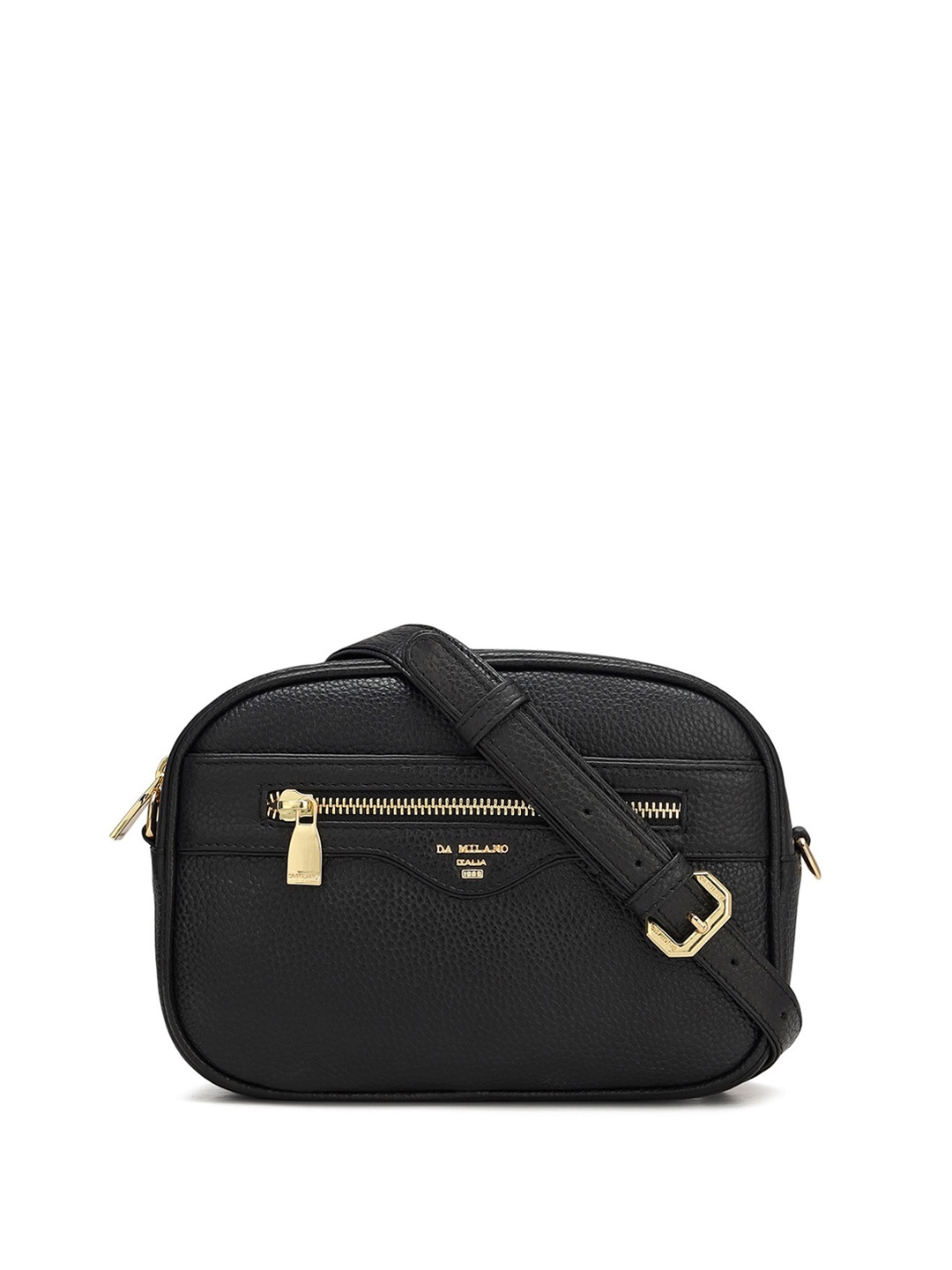 

Da Milano Textured Structured Leather Sling Bag, Black