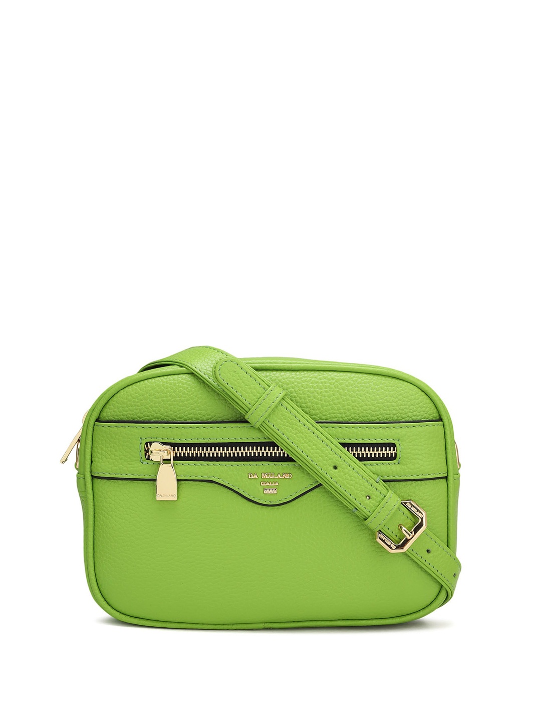 

Da Milano Textured Leather Structured Sling Bag, Green