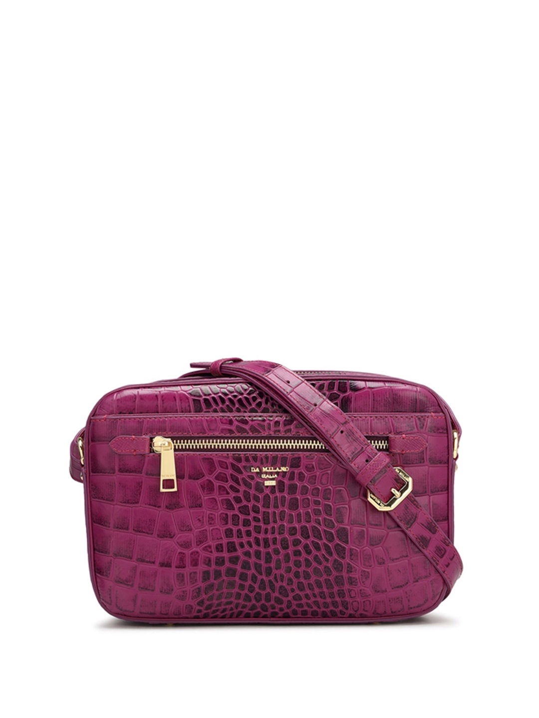 

Da Milano Animal Textured Leather Structured Sling Bag, Magenta