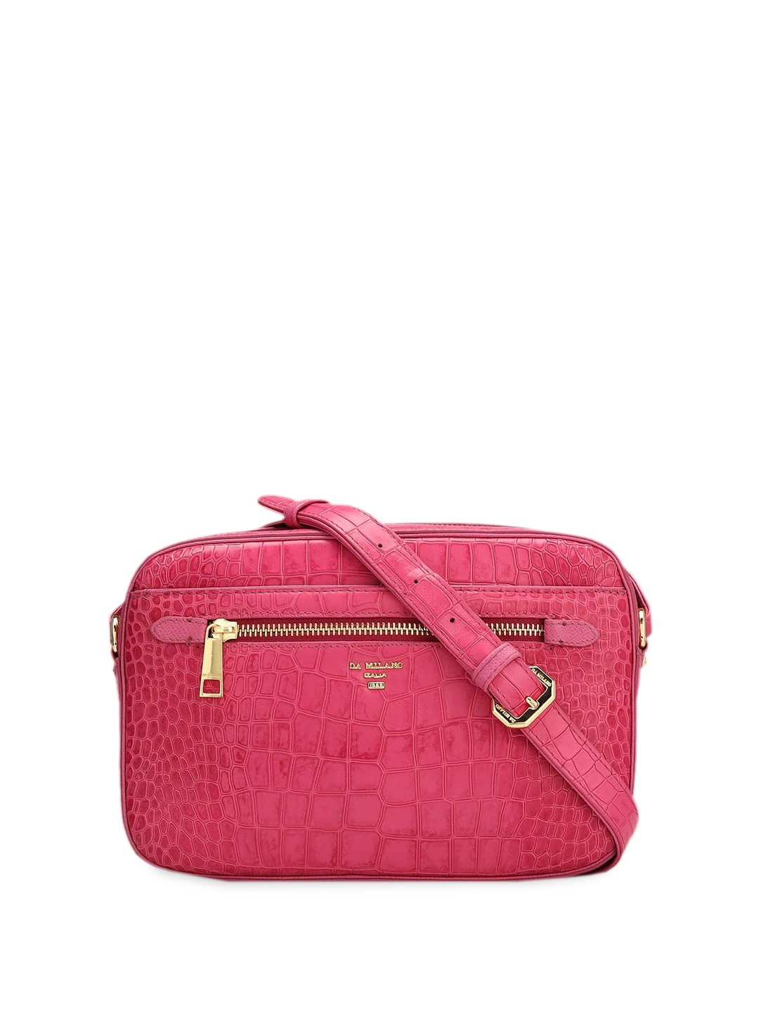 

Da Milano Animal Textured Leather Structured Sling Bag, Magenta