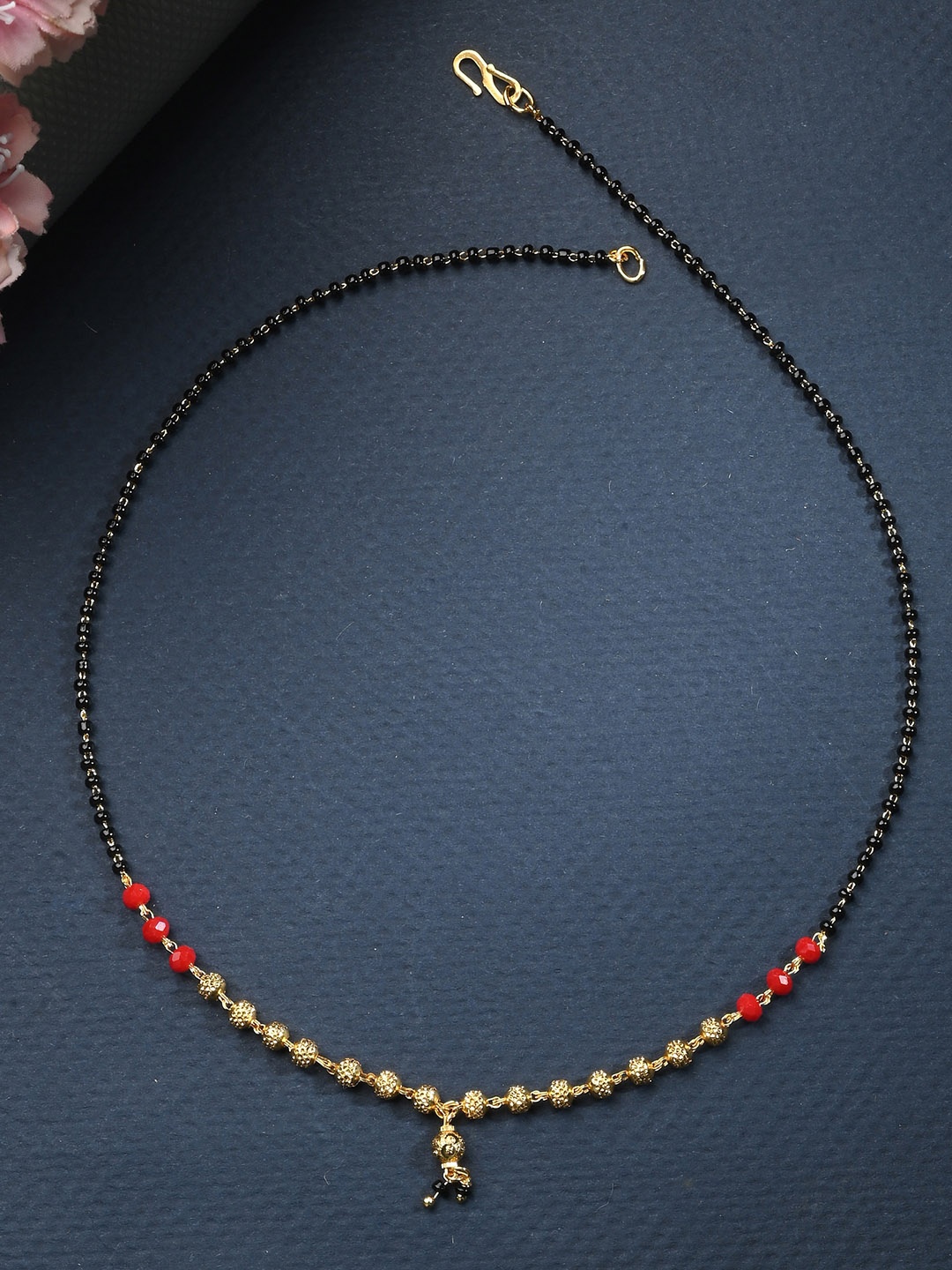 

AanyaCentric Beaded Mangalsutra & Earring Set, Gold