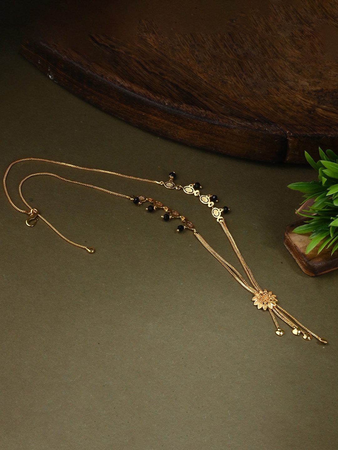 

AanyaCentric Gold Plated Mangalsutra & Finger Ring