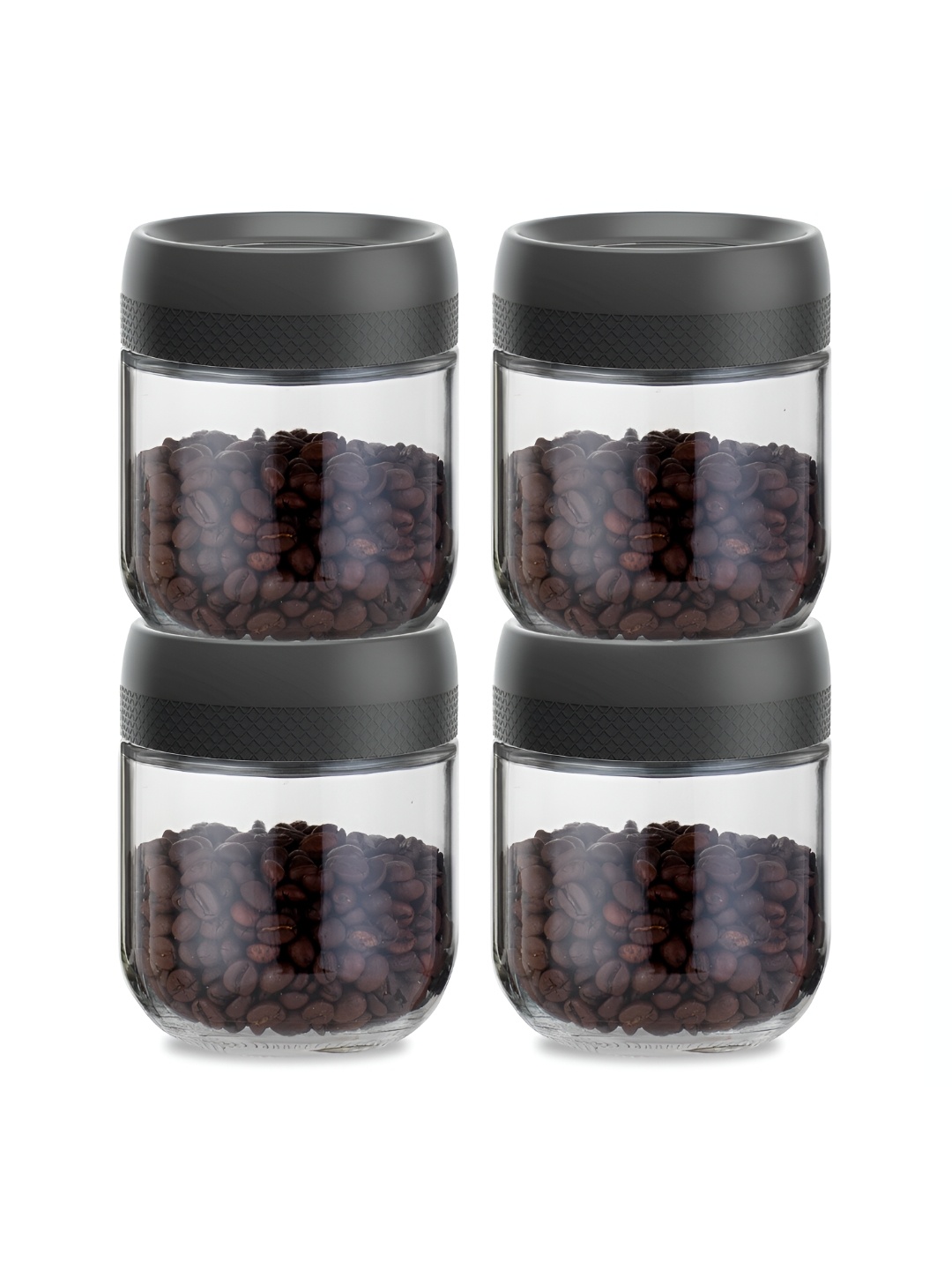 

Red Butler Transparent & Black 4 Pieces Magnifying Glass Jars 350 ml Each