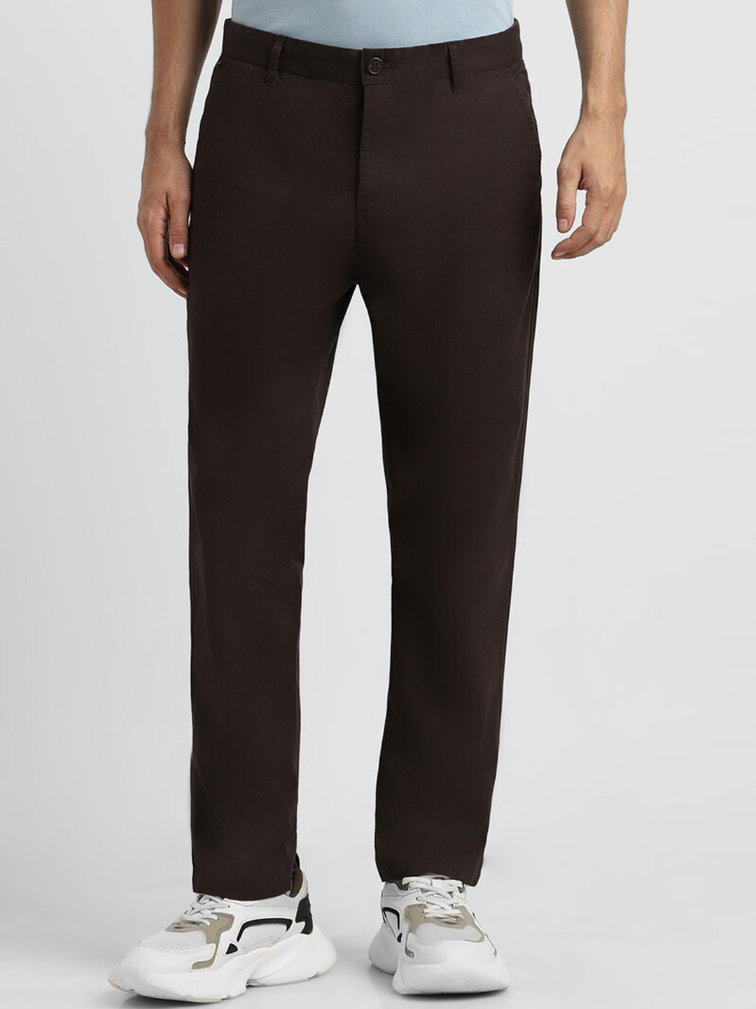 

FOREVER 21 Men Mid-Rise Chinos Trousers, Brown