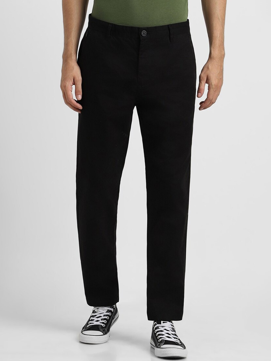 

FOREVER 21 Men Mid-Rise Regular Trouser, Black