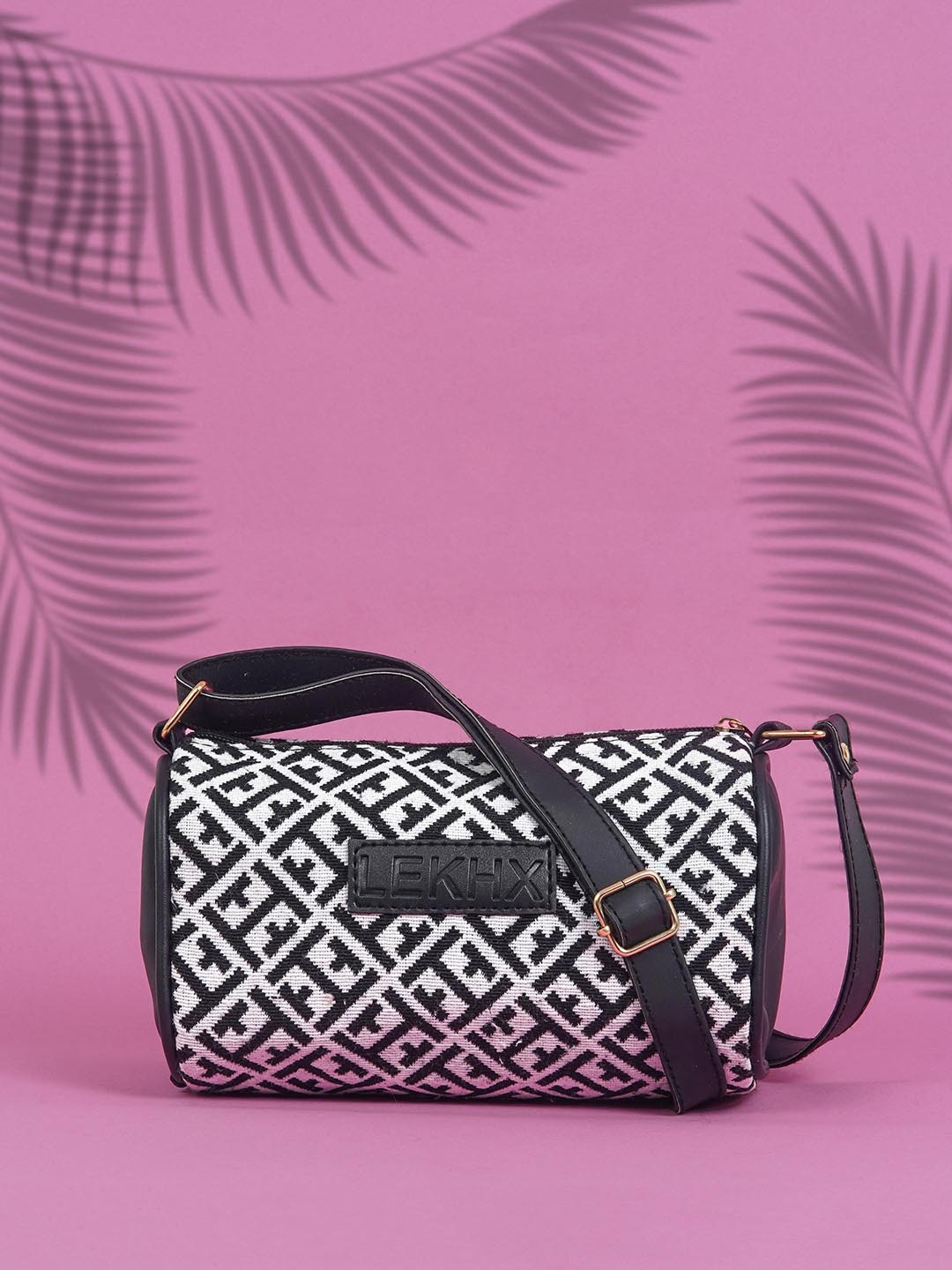 

LEKHX Textured Structured Sling Bag, Black