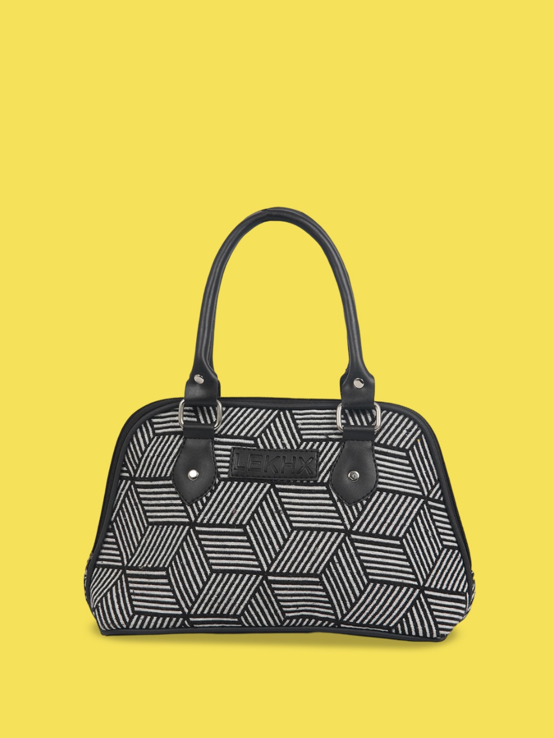 

LEKHX Textured Structured Handheld Bag, Black