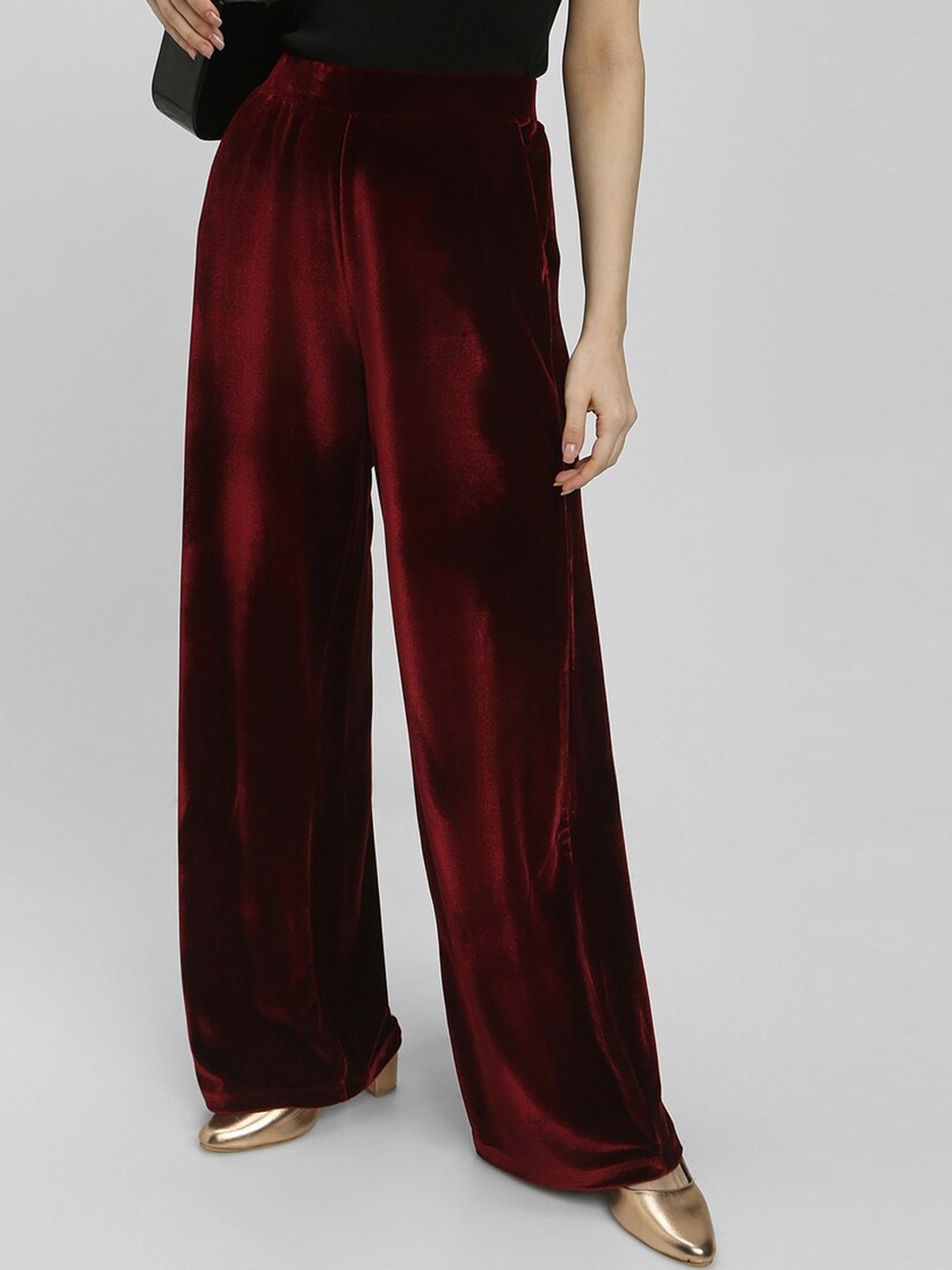 

FOREVER 21 Women Straight Fit Parallel Trousers, Maroon