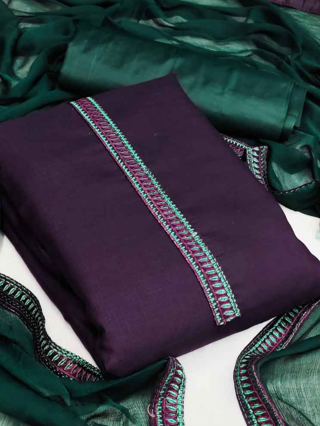 

faxofab Unstitched Dress Material, Purple