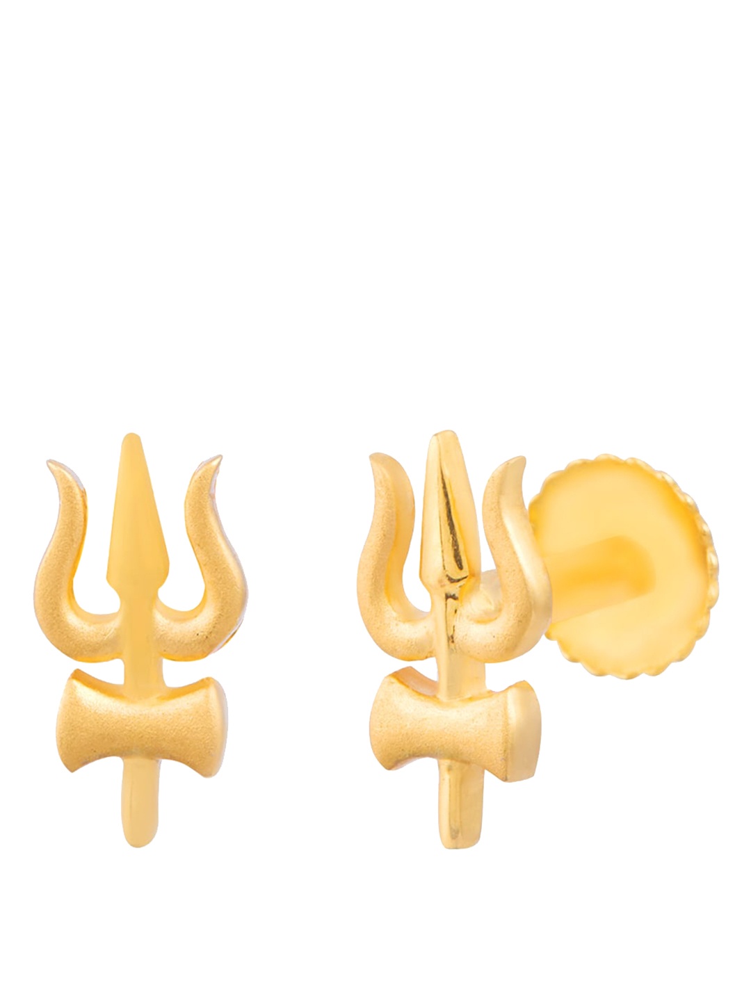 

BHIMA 22K Hallmark 916 Purity Yellow Gold Mat Trishul Stud