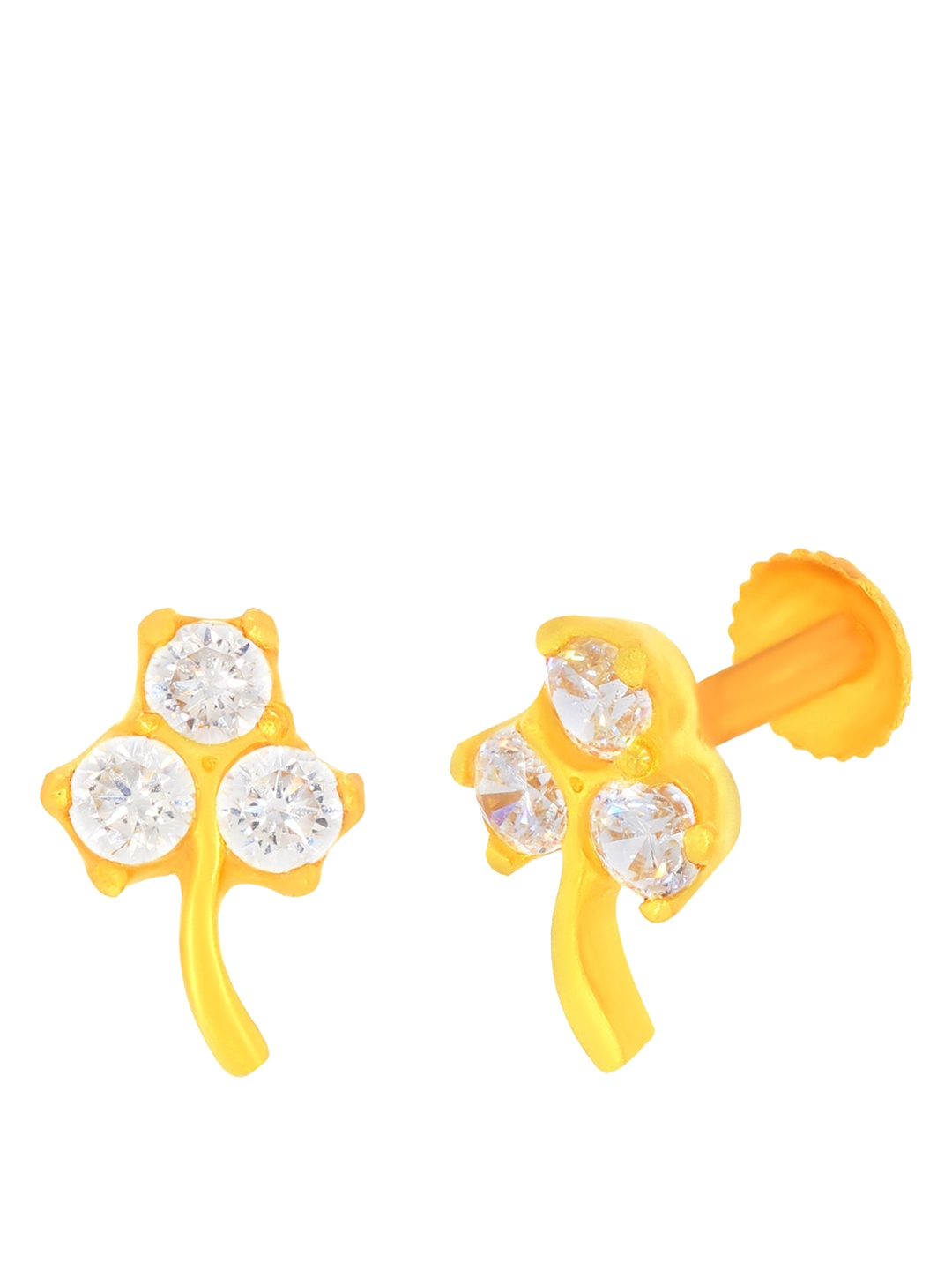 

BHIMA 22K Hallmark 916 Purity Yellow Gold 3 Stone Stud