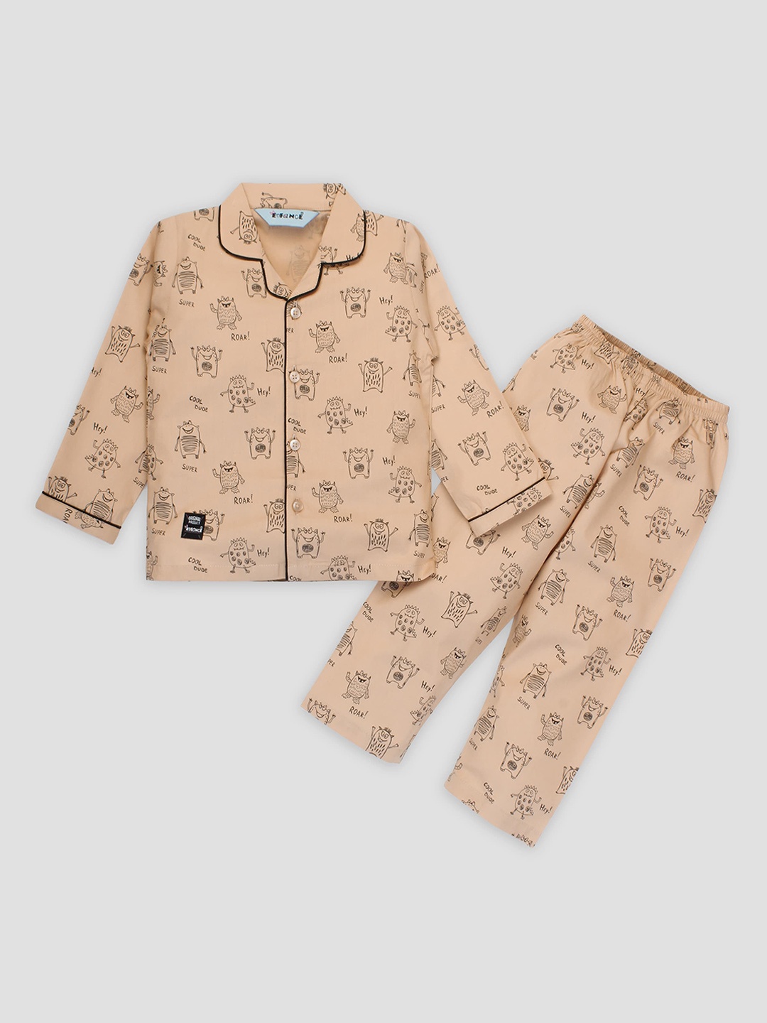 

Enfance Kids Graphic Printed Pure Cotton Shirt With Pyjamas, Cream