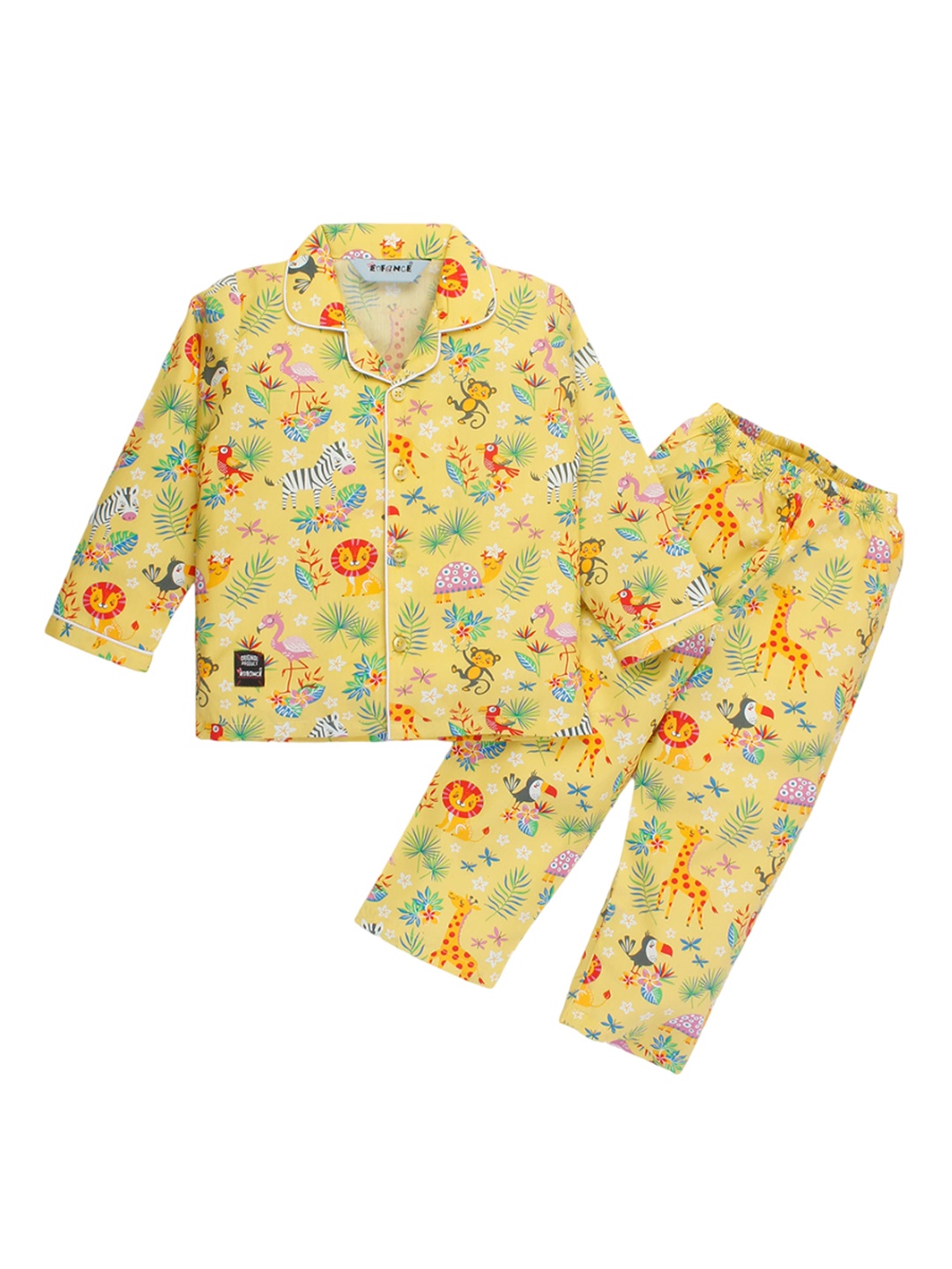 

Enfance Kids Graphic Printed Pure Cotton Shirt With Pyjamas, Yellow