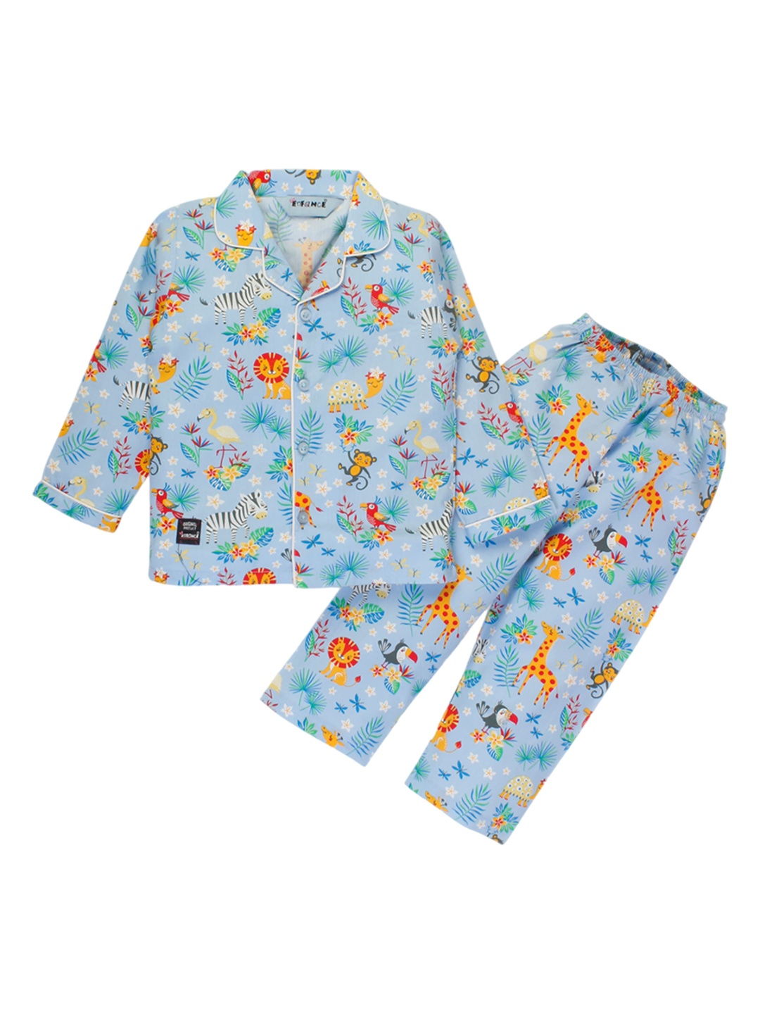 

Enfance Kids Graphic Printed Pure Cotton Shirt With Pyjamas, Blue