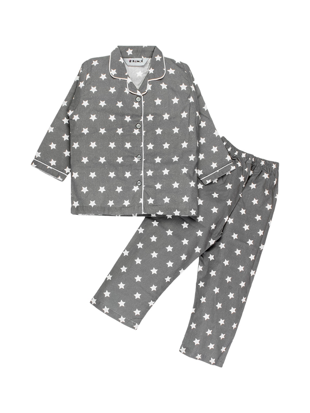 

Enfance Kids Graphic Printed Pure Cotton Shirt With Pyjamas, Grey