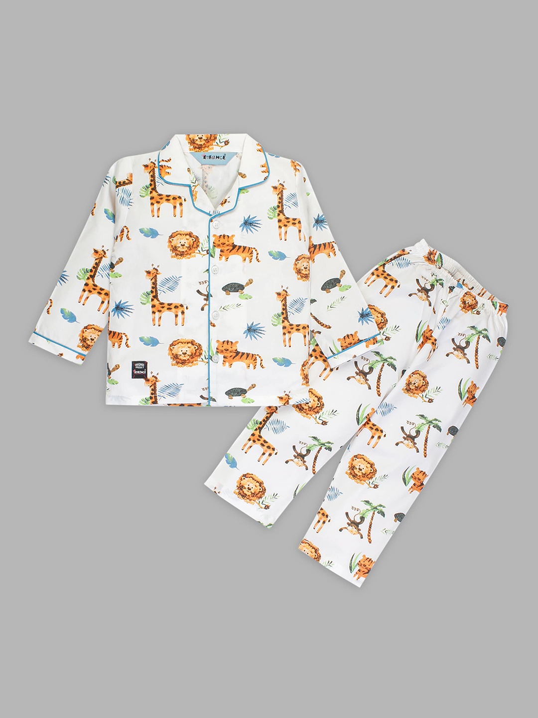 

Enfance Kids Graphic Printed Pure Cotton Shirt With Pyjamas, White