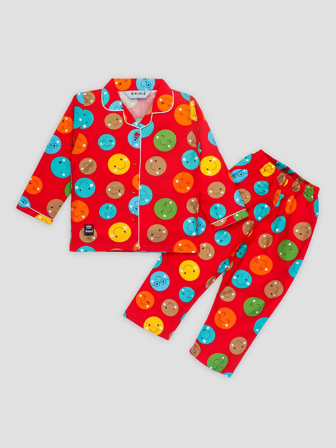 

Enfance Kids Graphic Printed Pure Cotton Shirt With Pyjamas, Red