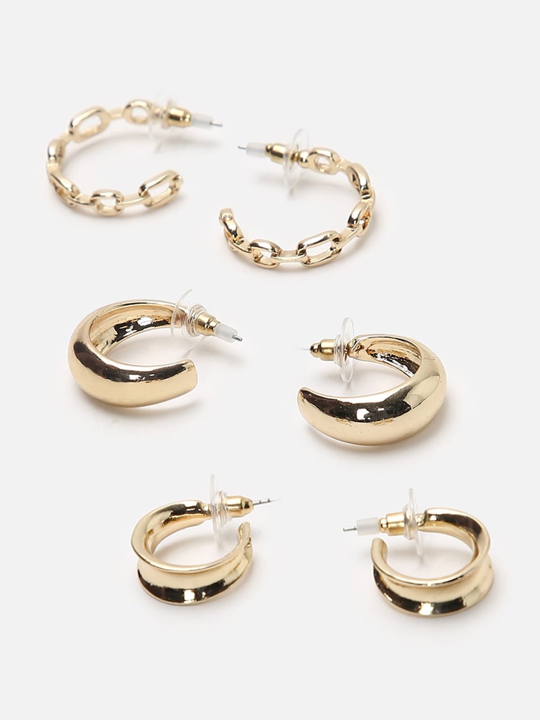 

FOREVER 21 Set Of 2 Gold-Plated Contemporary Half Hoop Earrings