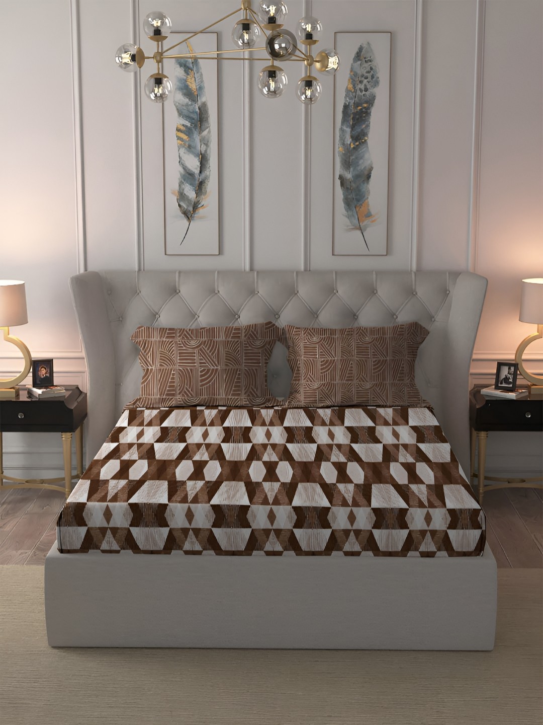 

MYTRIDENT Spectrum Brown Dusk & Dawn Flat 144TC King Cotton Bedsheet with 2 Pillow Covers