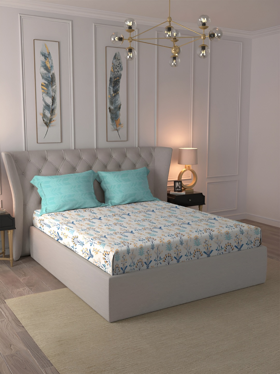 

MYTRIDENT April Orange Dusk & Dawn Flat 144TC King Cotton Bedsheet Set
