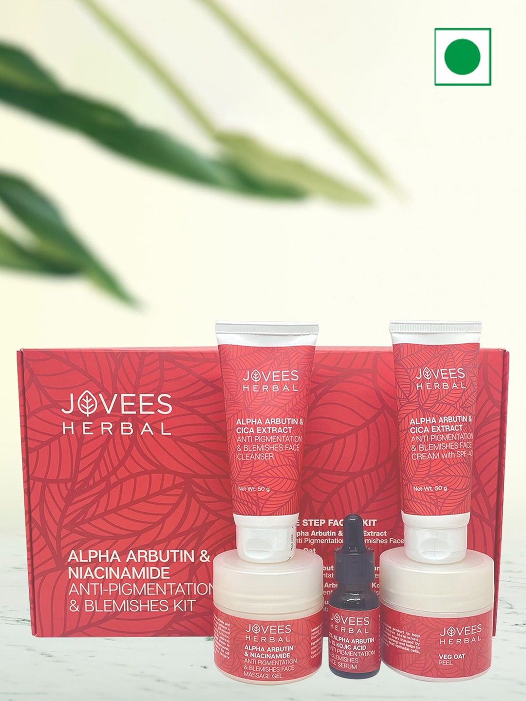 

Jovees Herbal Set Of 5 Alpha Arbutin & Niacinamide Anti Pigmentation & Blemishes FacialKit, Off white