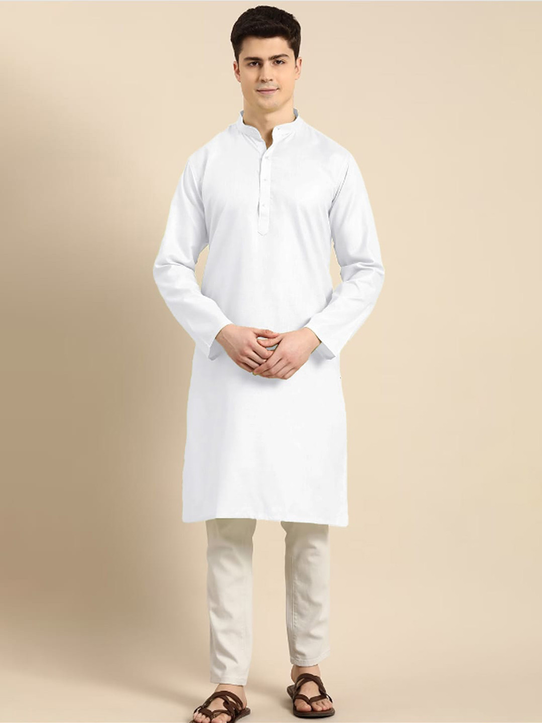 

Anouk Men Solid Cotton Kurta, White