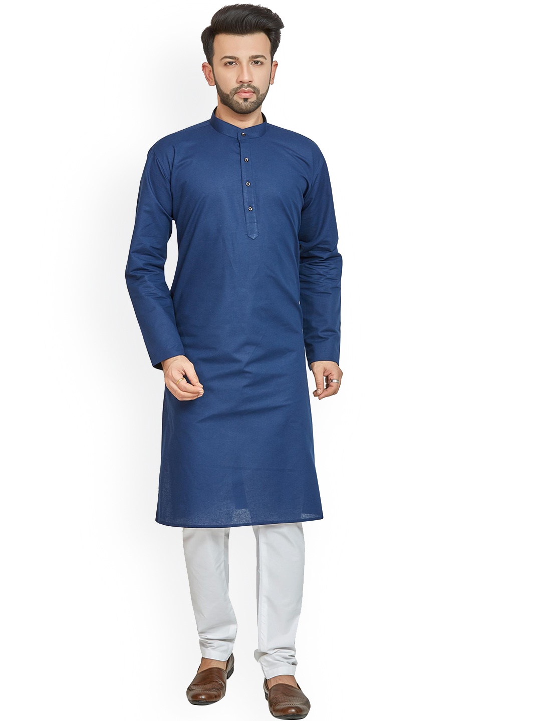 

Anouk Pure Cotton Solid Kurta, Navy blue