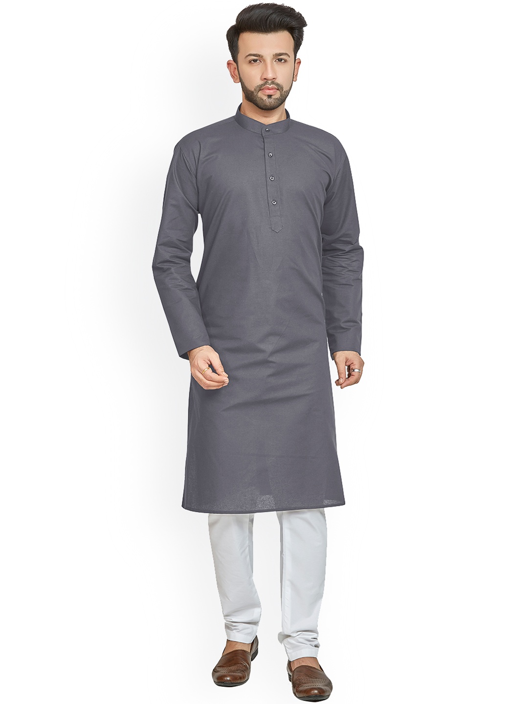 

Anouk Pure Cotton Solid Kurta, Grey