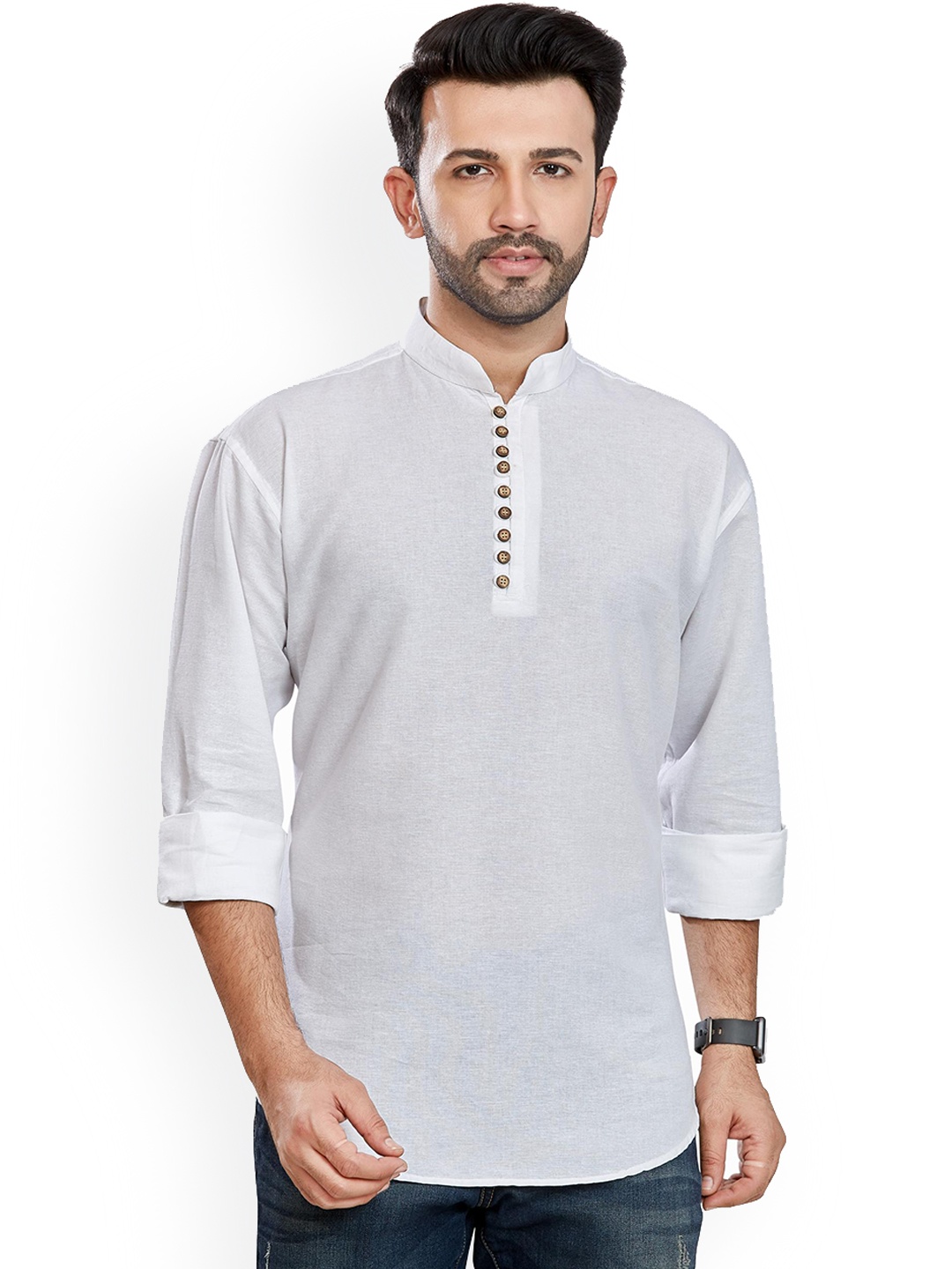 

Anouk Pure Cotton Solid Short Kurta, White