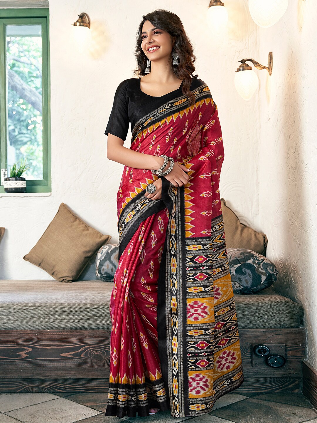 

KALINI Ethnic Motifs Kanjeevaram Saree, Maroon