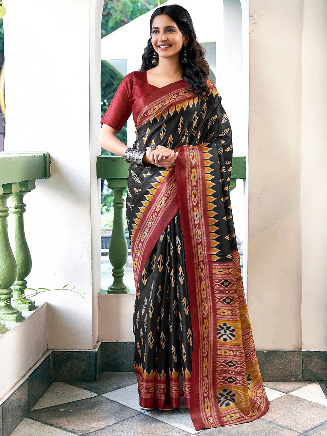 

KALINI Ethnic Motifs Saree, Black