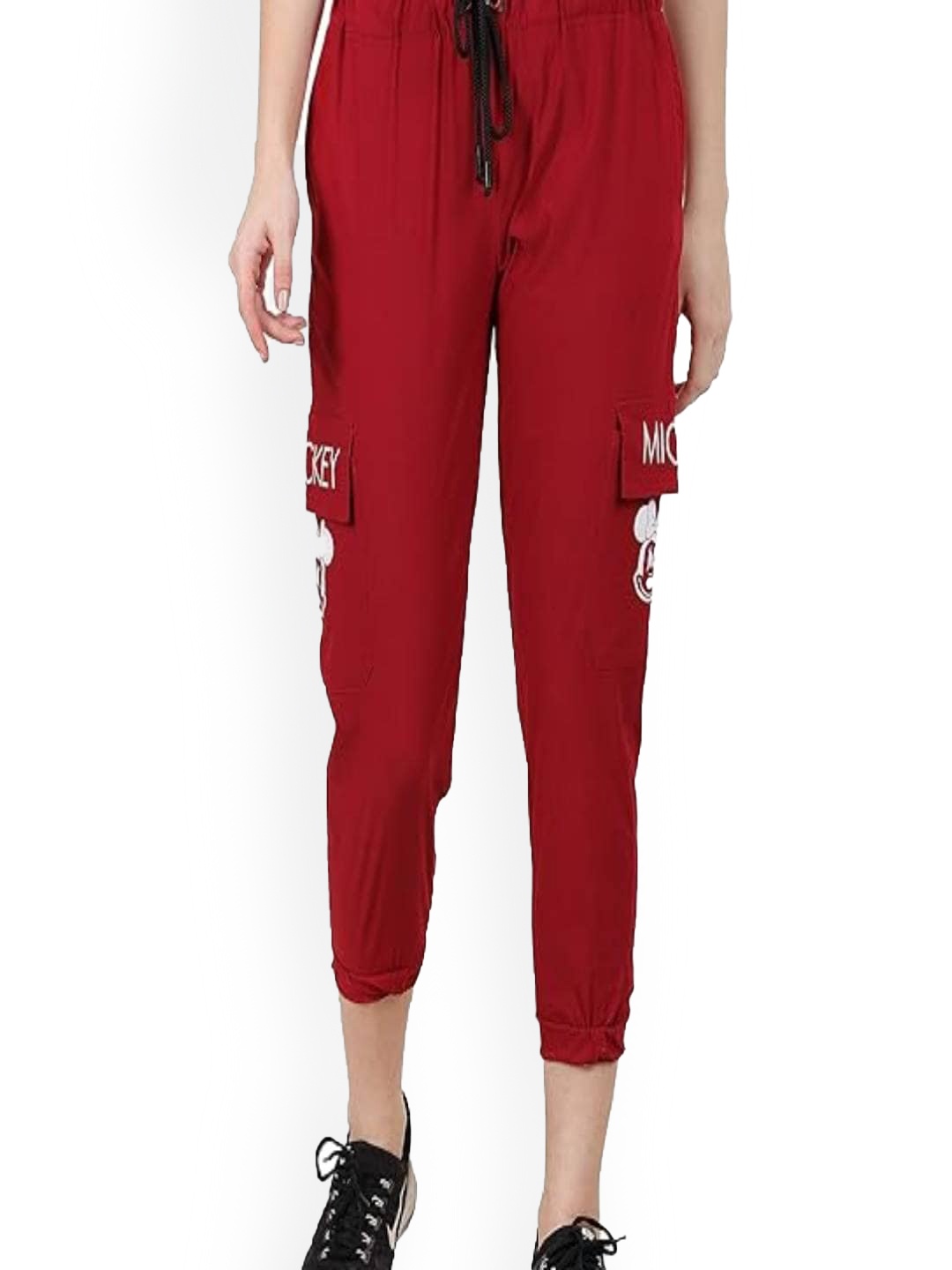

BAESD Women Mickey Mouse Printed Joggers, Red