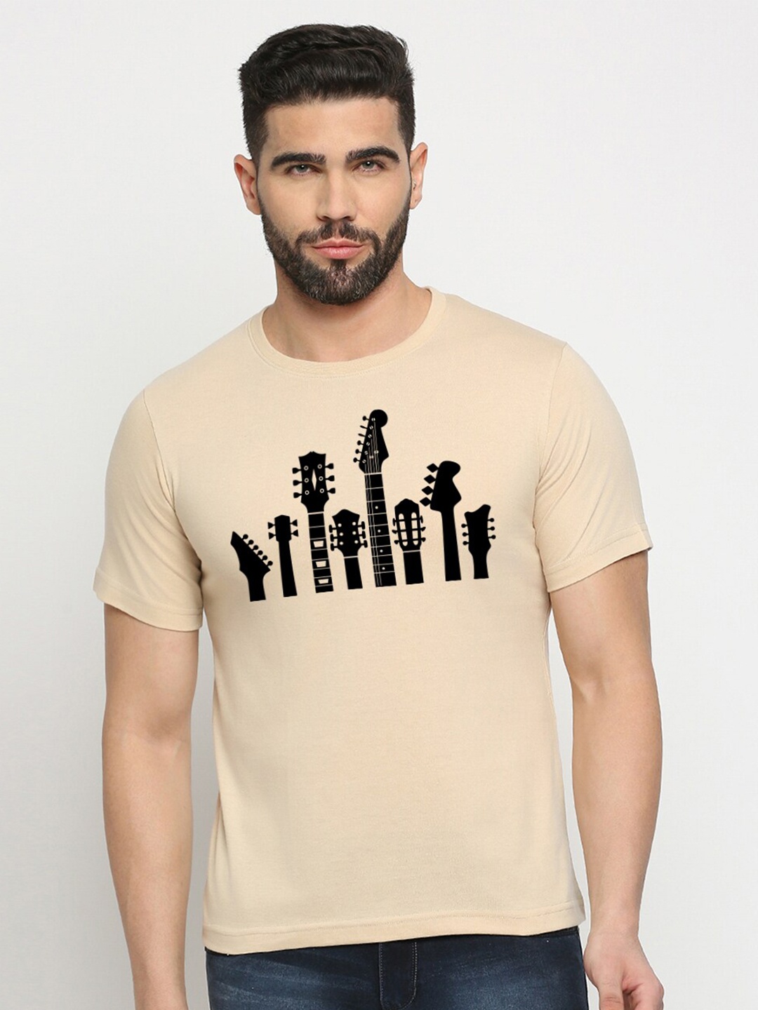 

MOD ECRU Unisex Graphic Printed Cotton T-Shirt, Cream