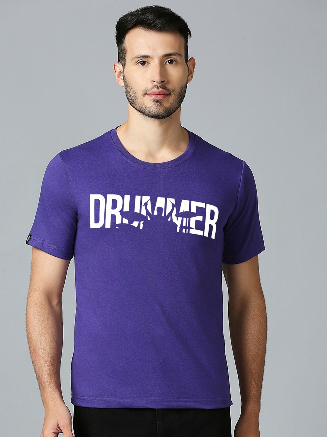 

MOD ECRU Unisex Typography Printed Round Neck Cotton T-shirt, Purple