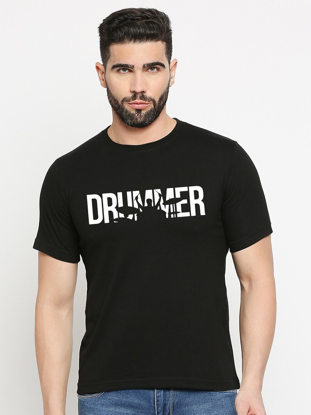 

MOD ECRU Unisex Typography Printed Cotton T-shirt, Black