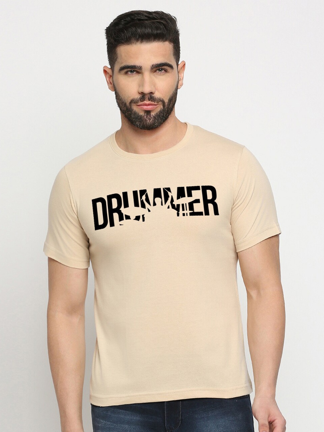 

MOD ECRU Unisex Typography Printed Cotton T-Shirt, Cream
