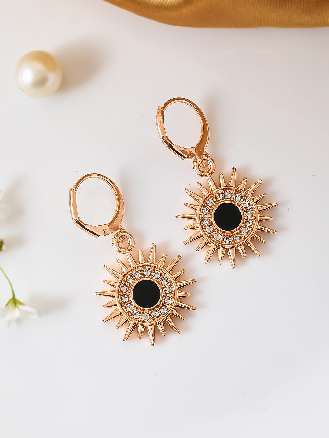 

Silvermerc Designs Rose Gold-Plated Cubic Zirconia Studded Classic Drop Earrings