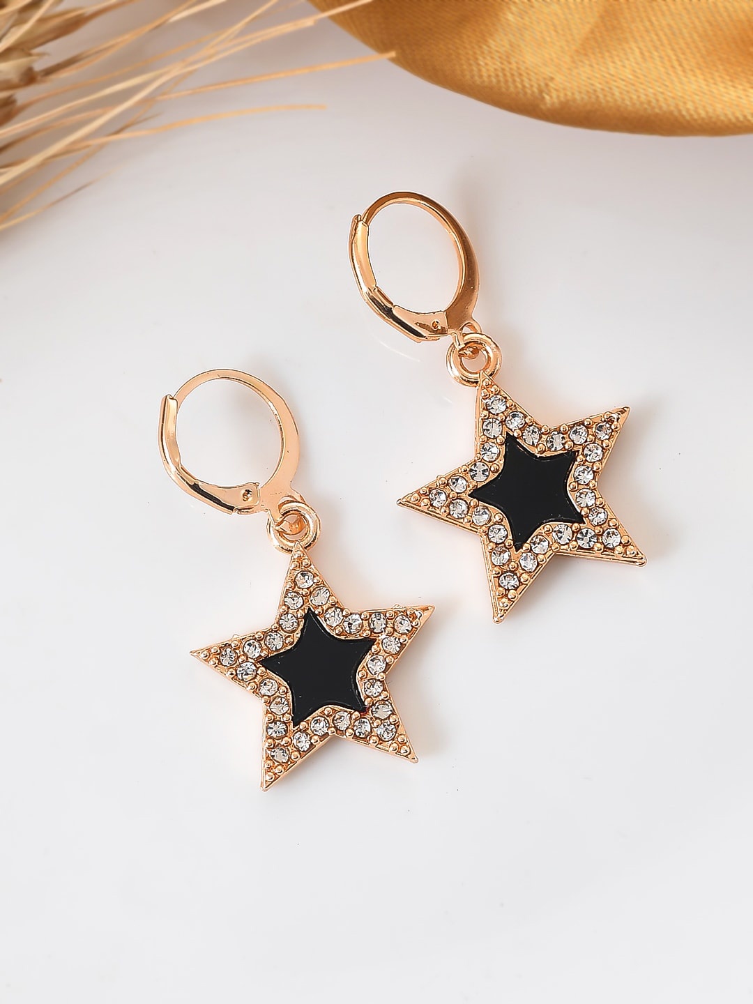 

Silvermerc Designs Rose Gold-Plated Star Shaped Drop Earrings