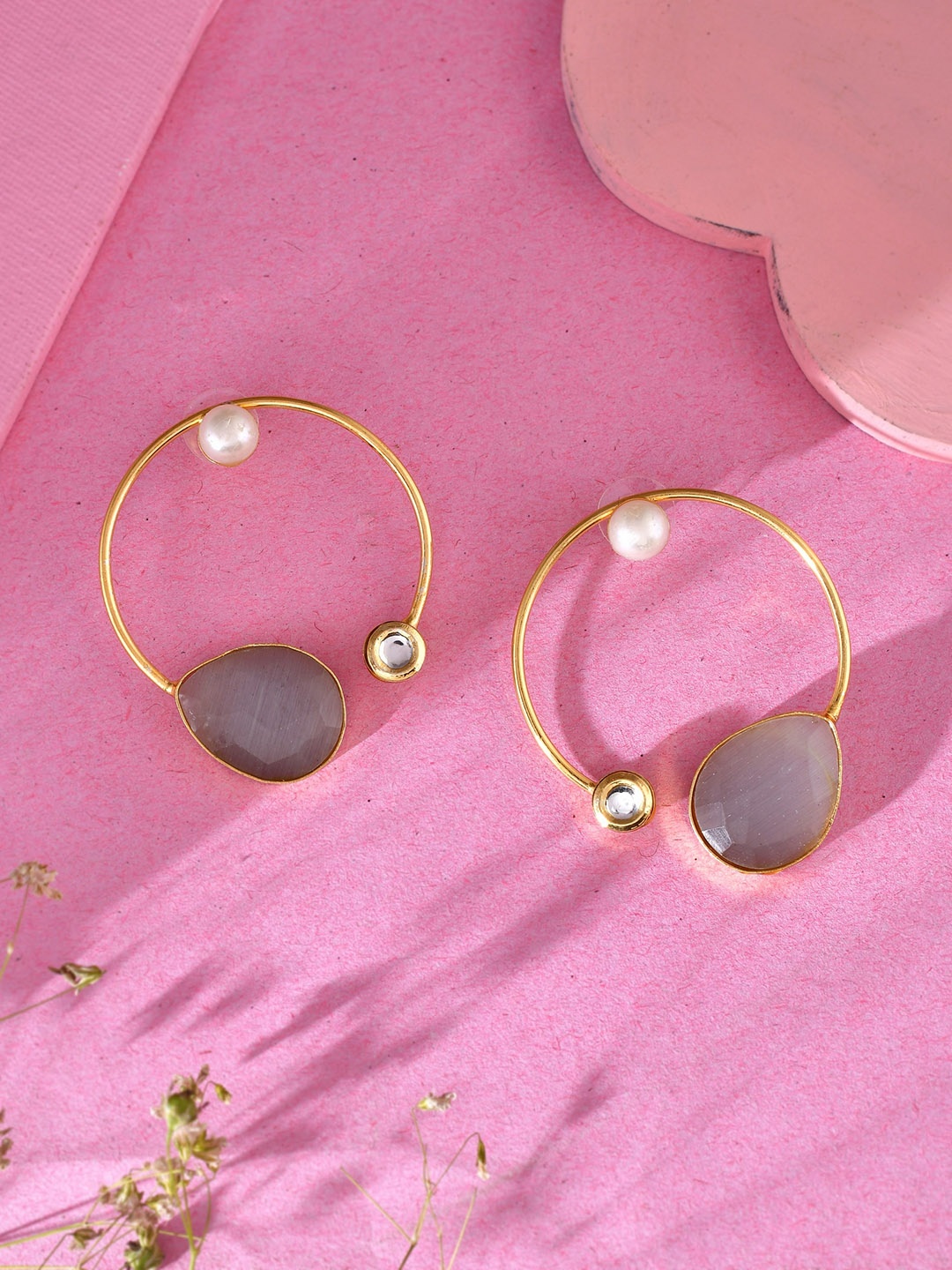 

Silvermerc Designs Gold-Plated Contemporary Drop Earrings
