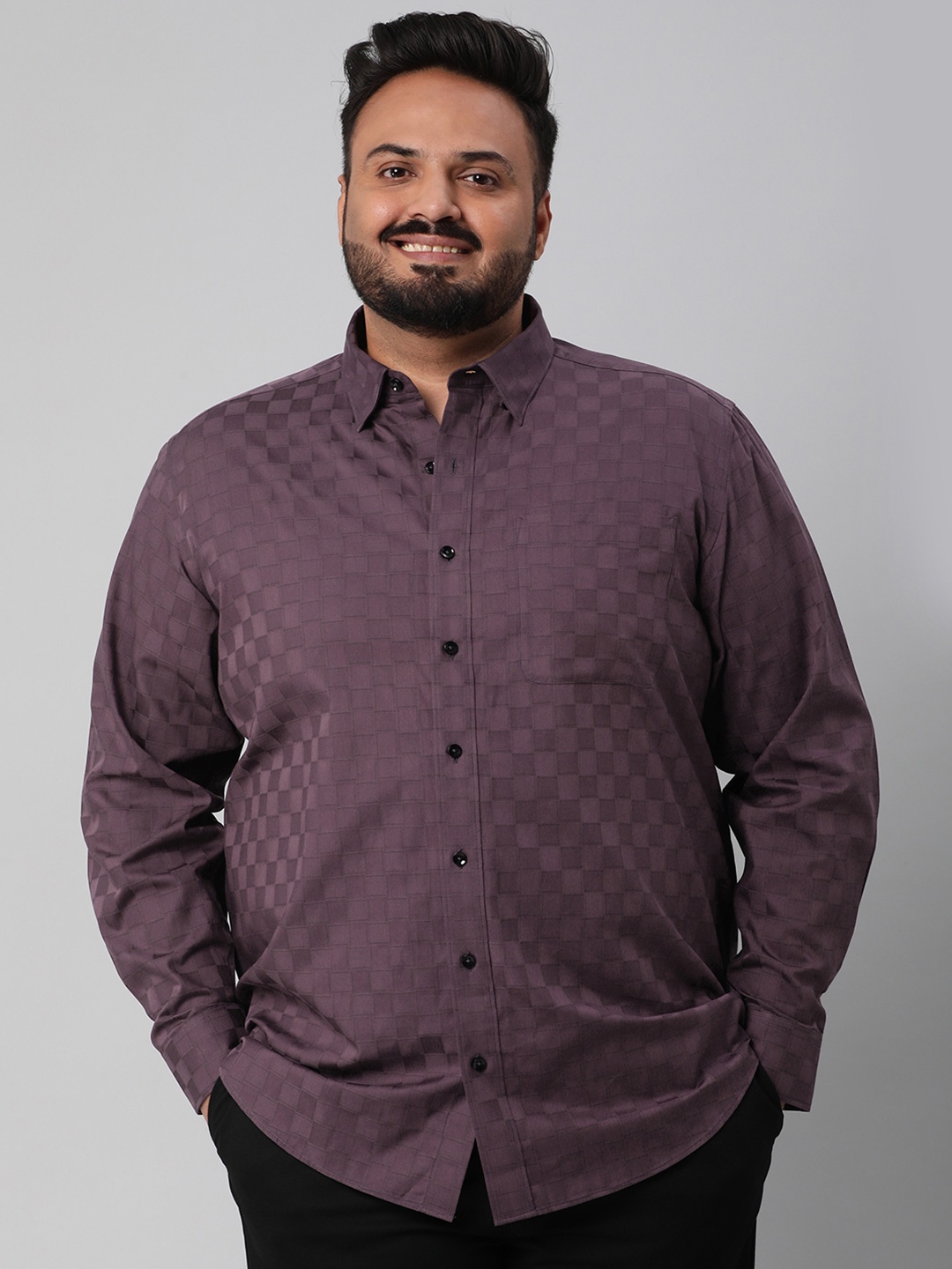 

Big Hello - The Plus Life Men Opaque Casual Shirt, Purple
