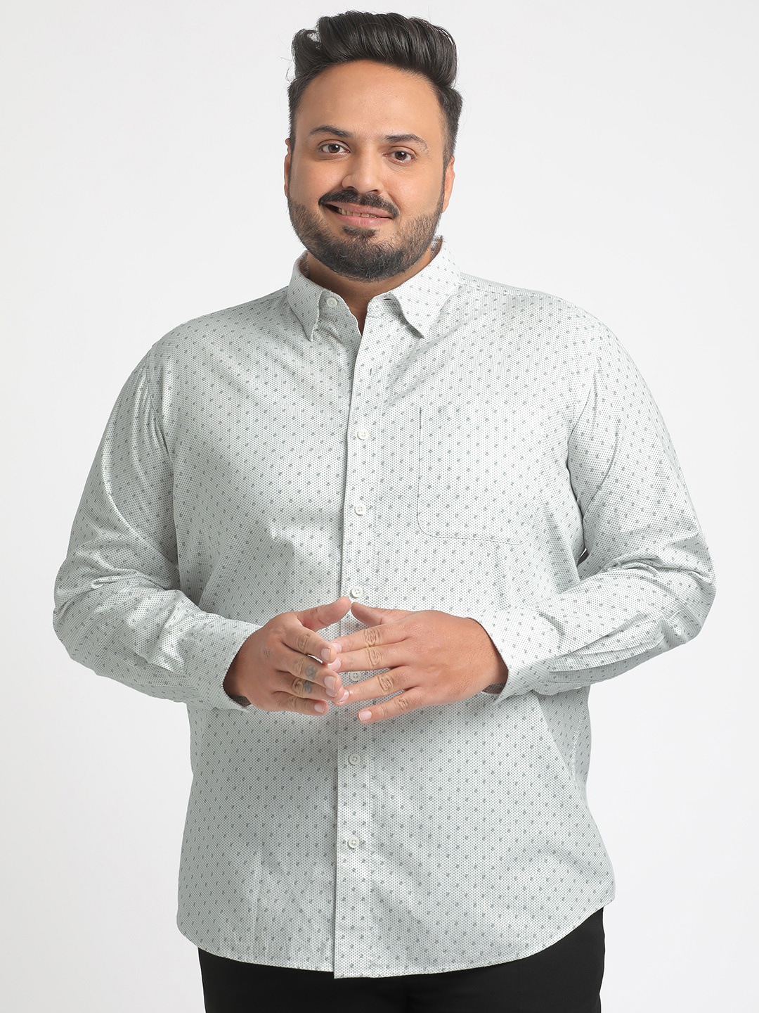

Big Hello - The Plus Life Men Opaque Printed Casual Shirt, Olive