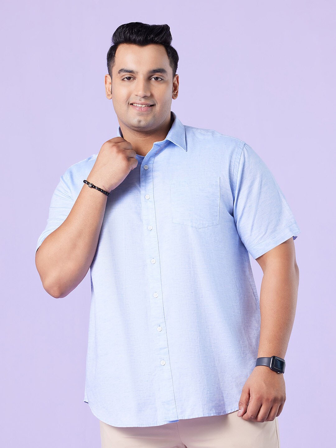 

Big Hello - The Plus Life Cotton Casual Shirt, Blue