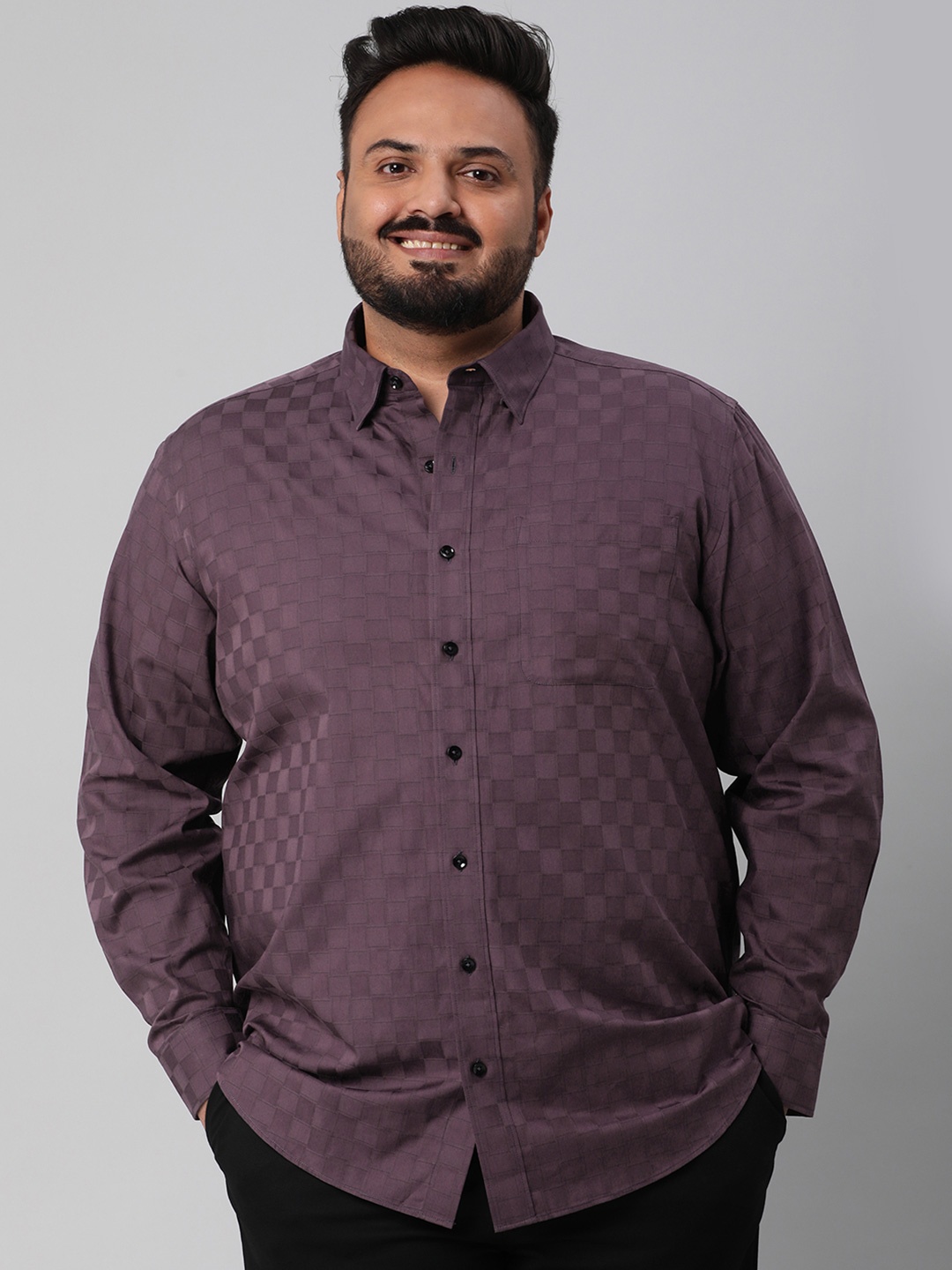 

Big Hello - The Plus Life Men Opaque Casual Shirt, Purple